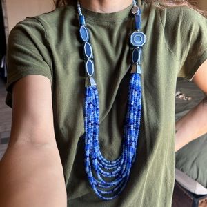 Multi-Layer Blue Beaded Chico’s Necklace